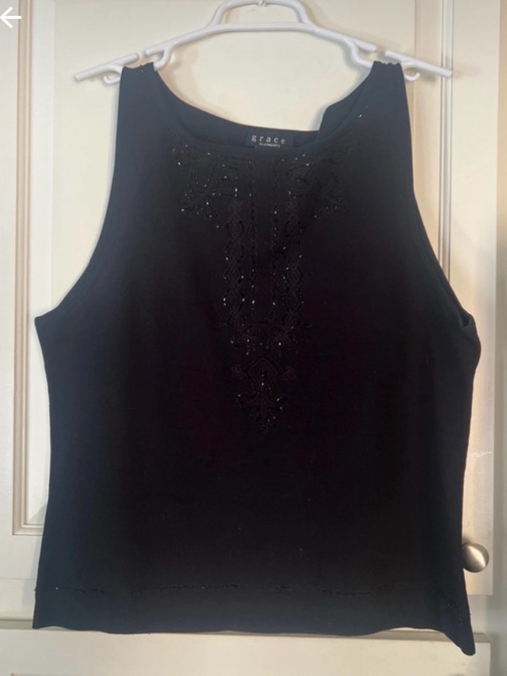 Grace Elements Black Beaded High-Neck Tank